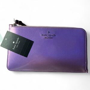 Kate Spade Lucy medium wristlet l-zip quartz pink